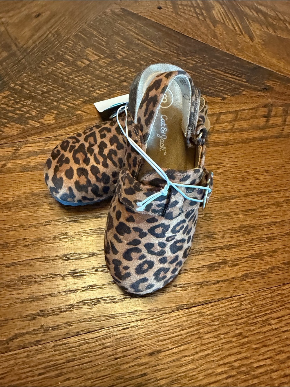 Cat & Jack Leopard Moccasins - Brown & Black sz 8 toddler adjustable straps
